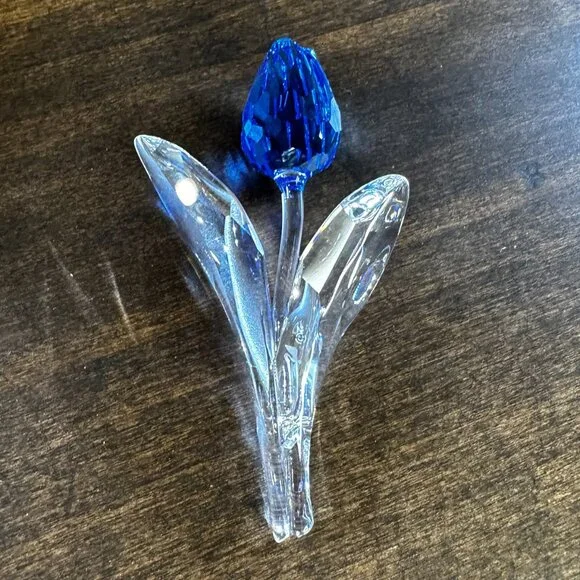 RETIRED Swarovski Crystal Society 2002 Member Renewal Gift - Blue Tulip - Picture 2 of 4